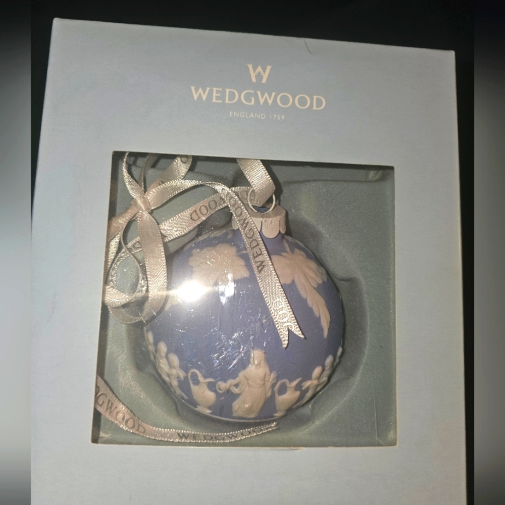Wedgewood Jasperware blue Christmas tree ornament in original box